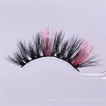 pink faux mink lashes with glitter fake eyelashes